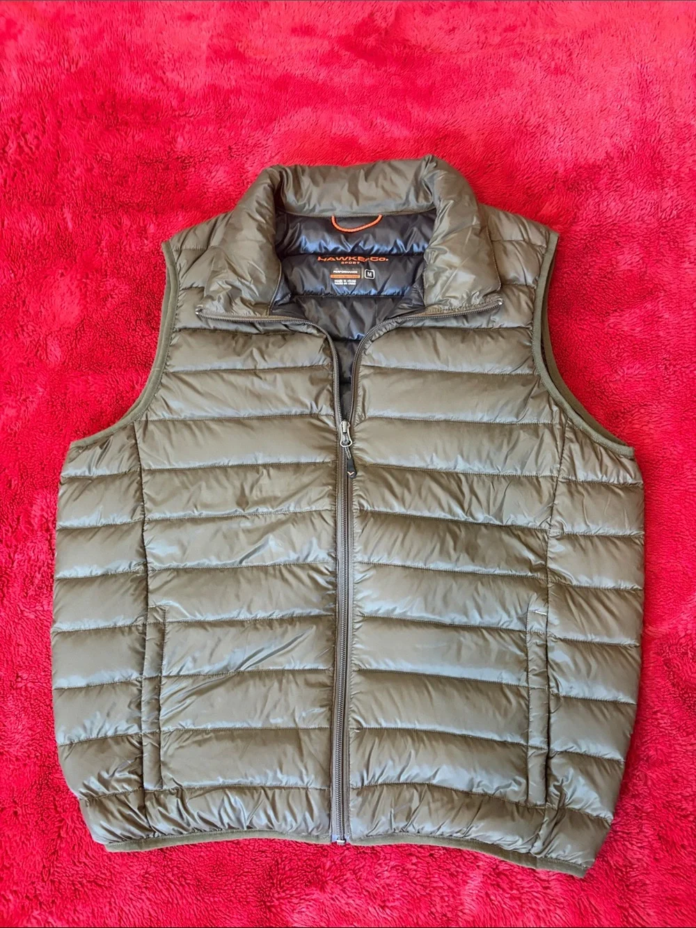 Hawke&Co. Sport Men's Quilted Olive Down Vest.